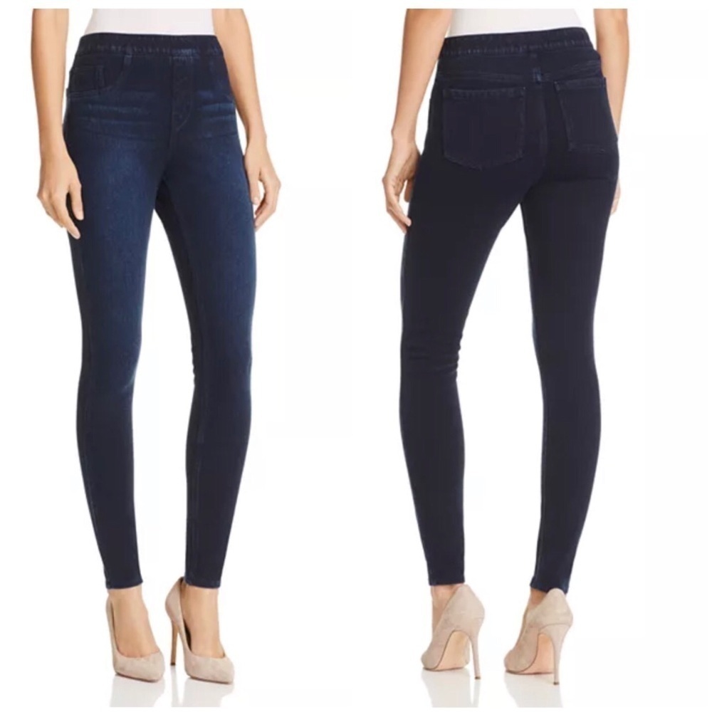 SPANX Dark Wash Jean-ish High Rise Pull On Ankle Stretch Leggings Size L
